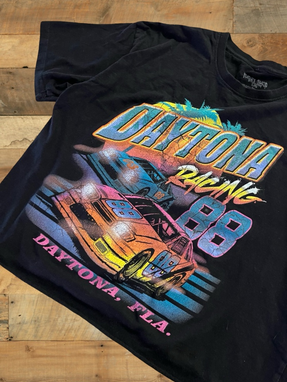 Vintage Cropped Daytona T-shirt Tagged Large - Picture 3 of 6